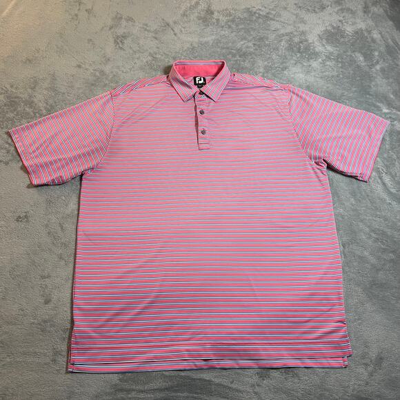 FootJoy Stripe Short Sleeve Self Collar Polo Size XL Golf Lightweight - Picture 1 of 12